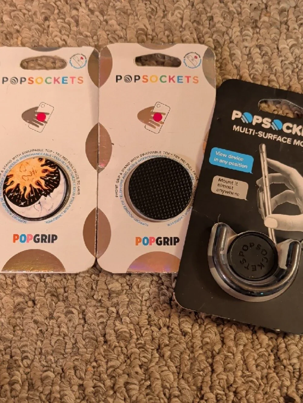 PopSockets Multi-Surface Mount + PopGrip Accessories in Black